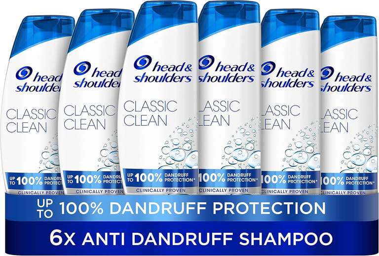 Head & Shoulders Classic Clean Dandruff Shampoo, (6 x 250ml)