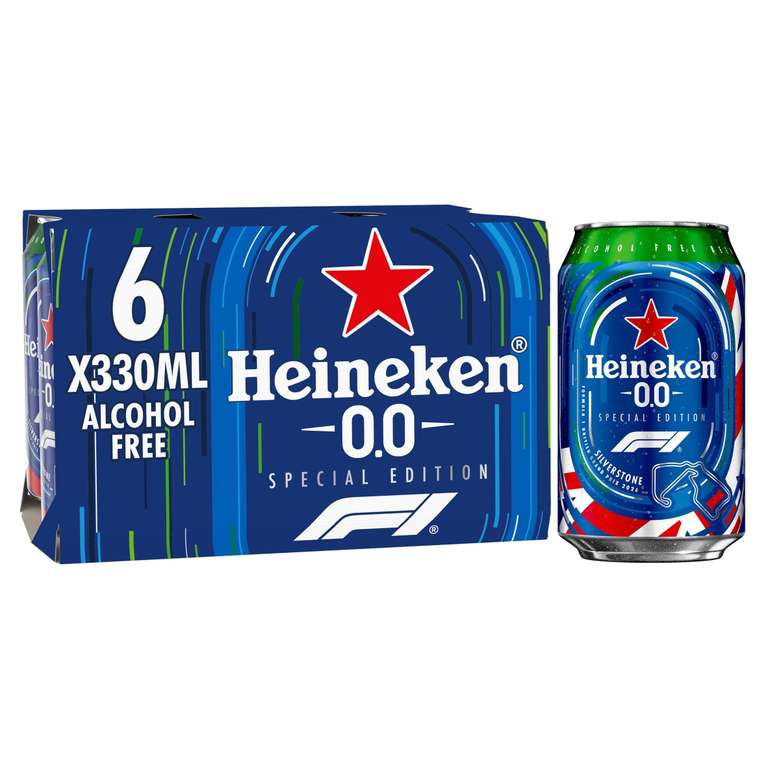 Heineken 0.0 Alcohol Free Beer Cans, 6x330 ml (2 for £7)