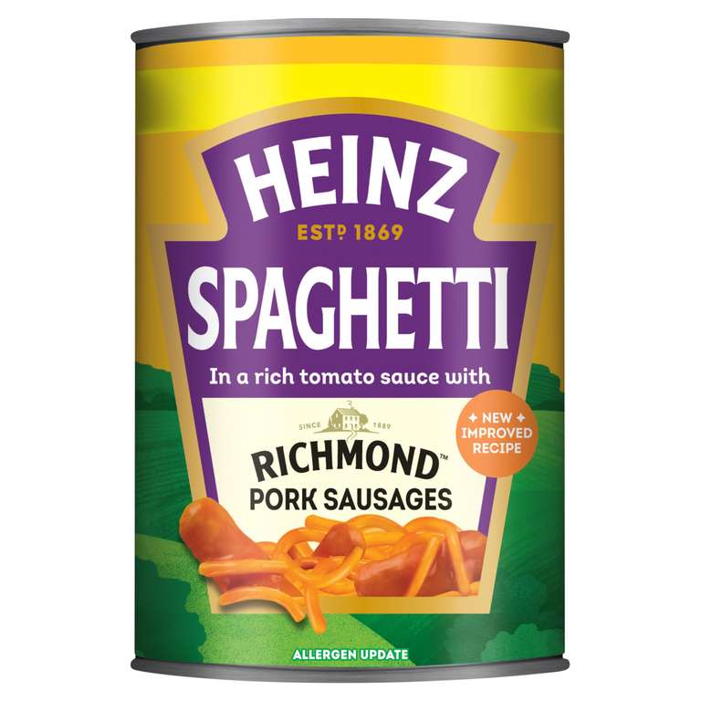 Heinz Spaghetti with Richmond Pork Sausages 400g (S&S £1.42)