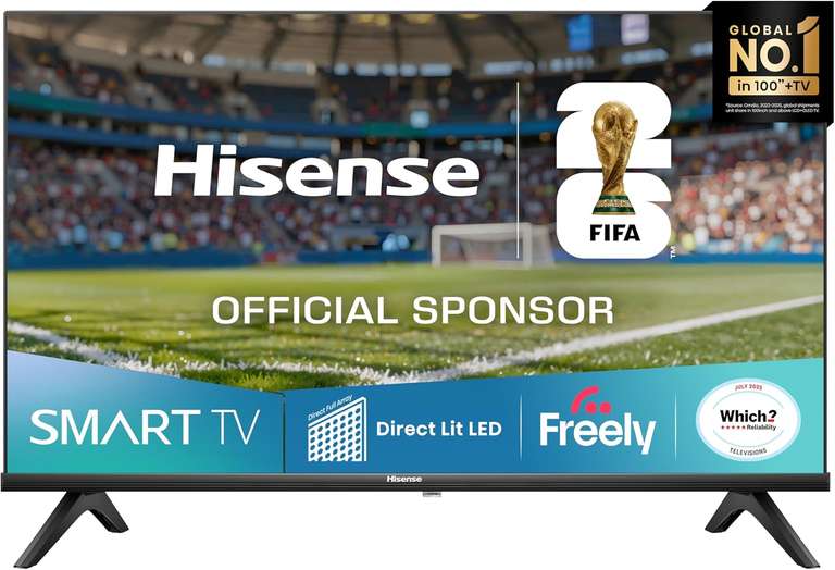 Hisense 32" 32A4QTUK FHD LED TV with Freely - Direct Lit LED, Dolby Audio (Prime Day Deal)