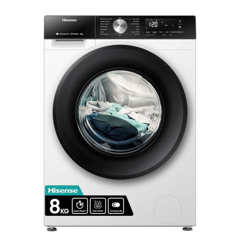 Hisense 3S WiFi Series WF3S8043BW 8 KG Front Load Washing Machine