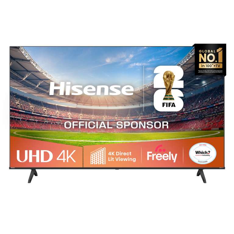 Hisense 43" 43A6QTUK 4K Ultra HD Smart TV AI TV - 4K UHD, Hi-View AI Engine, Precision Colour, AI Smooth Motion