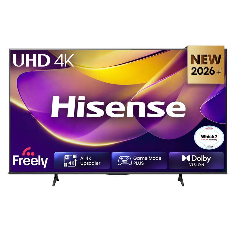 Hisense 65" 65E6STUK 4K Ultra HD AI Smart TV with Freely, Netflix, Disney+ and YouTube - AI 4K Upscaler