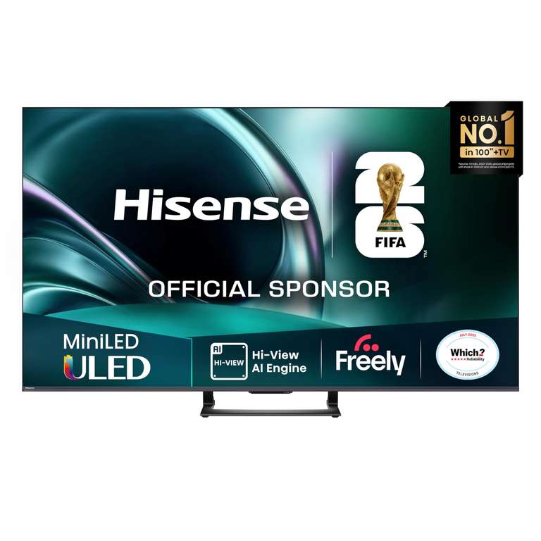 Hisense 55" 55U7QTUK MiniLED QLED 144Hz Smart AI TV