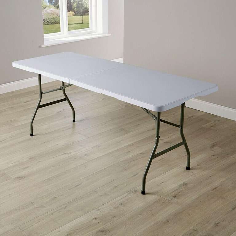 Home Source Trestle Table with Carry Handle (6 Feet) White