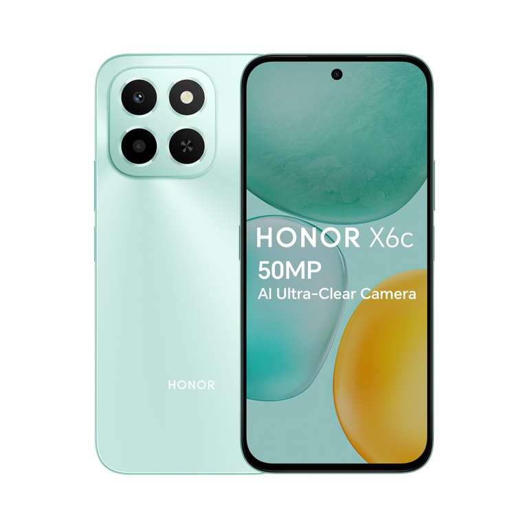 HONOR X6c smartphone Cyan 120Hz display 6GB RAM/128GB storage 5300mAh battery 50MP camera with Onsite Voucher - Used Very Good £79.74