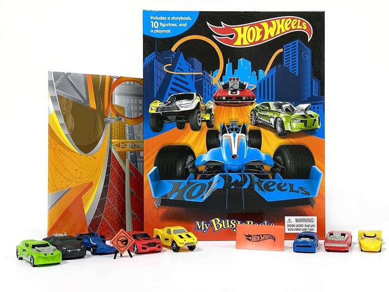 Hot Wheels My Busy Books - Storybook, 10 figurines, playmat (Board Book)