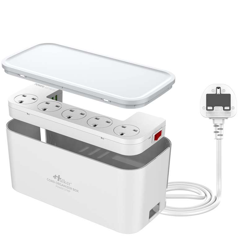 Hulker Extension Lead with USB Slots 5 Way Outlets 3 USB Ports Tidy Socket Extension with Overload Protection - Sold by GONEO EU / FBA