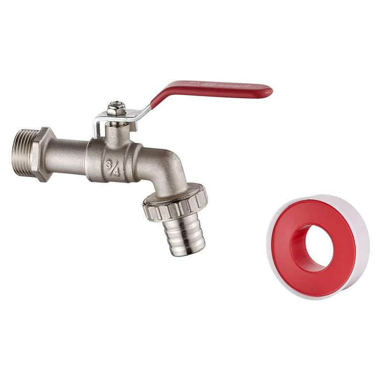 Ibergrif M22202 Garden Tap with Connector, G3/4 Inch Inlet and G1/2 Inch Outlet Outdoor Taps, Antifreeze -10 ℃, High Temp Resistance 120 ℃