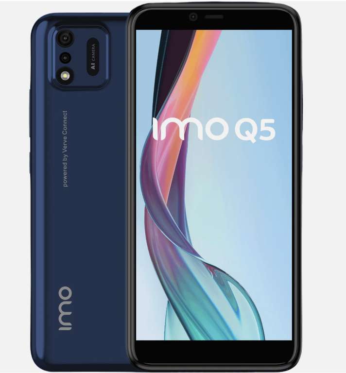 IMO Q5 5.5" Smartphone 4G 16GB (up to 128GB) | Face-ID | Dual-Cameras | SIM-Free Unlocked | Midnight Blue, w/code - by Cheapest Electrical