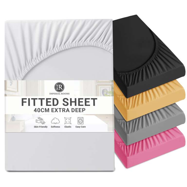 Imperial Rooms King Size Fitted Sheets - Extra Deep Brushed Microfiber White Bed Sheets 40cm/16" sold FB imperialhomeware