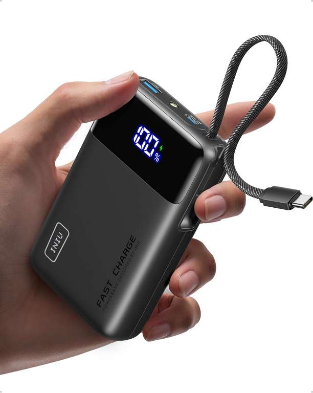 INIU 20000mAh 45W Fast Charging Power Bank, Integrated Cable & Digital Display - Discount at Checkout. Sold by SimpleLife LLC / FBA