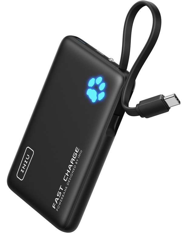 INIU Mini Power Bank, 10000mAh Fast Charging Portable Charger, Built-in USB C Cable, USB C/A Ports Battery Pack (Used - As New)