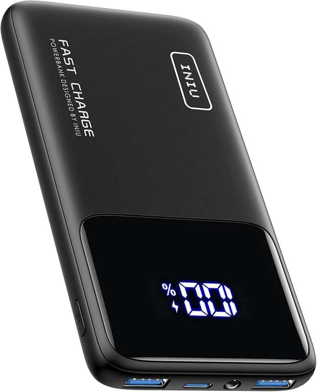 INIU Power Bank, Smaller & Lighter 10000mAh 20W Fast Charging with USB C Cable & Flashlight Portable Charger @ SimpleLife LLC / FBA