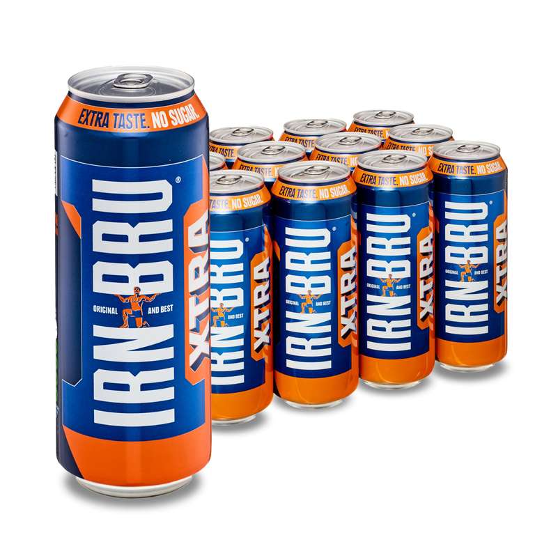 IRN-BRU XTRA, No Sugar Multipack Cans - 12 x 500ml Big Cans (£4.05/£3.82 S&S)