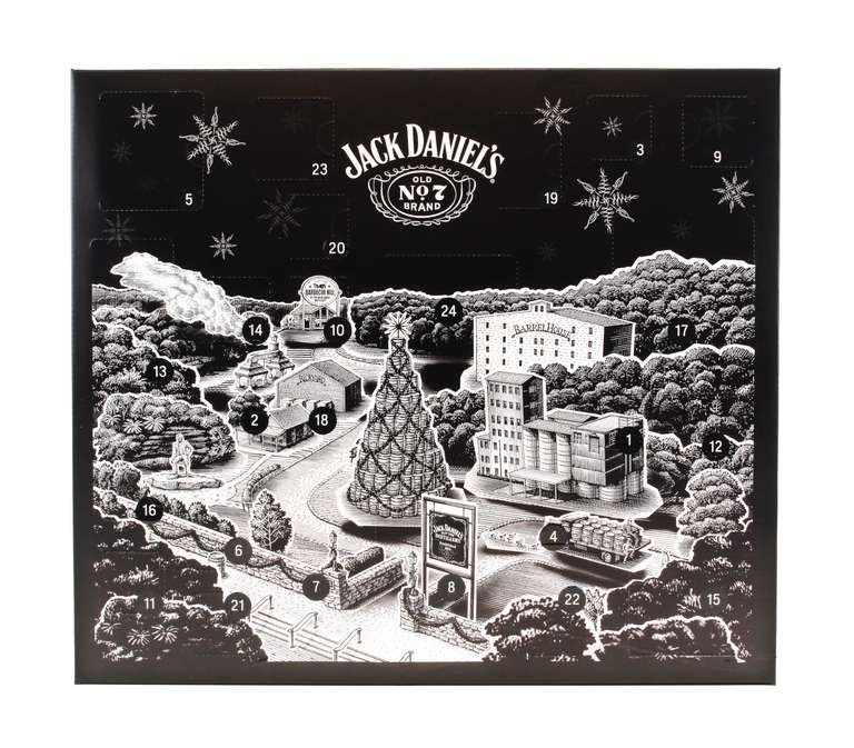 Jack Daniel’s Holiday Countdown 2025 Advent Calendar | Limited Edition Whiskey Gift Set with 18 Miniature Bottles & Exclusive Collectibles