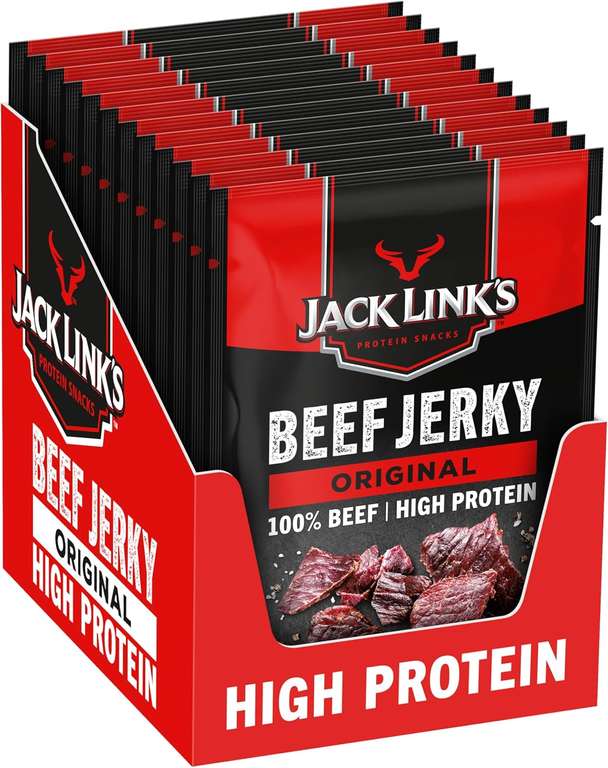 Jack Link's Beef Jerky, Original Flavour High Protein, 12 x 25g