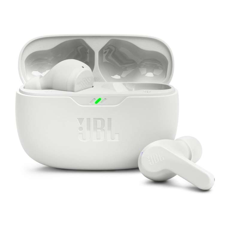 JBL Wave Beam In-Ear Wireless Earbuds with IP54 and IPX2 Waterproofing, Hands-Free Calling and 32-Hour Battery Life | White