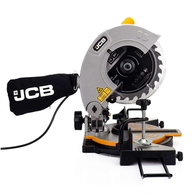 JCB 210mm Mitre Saw with Laser Guide, 4 Cut Settings & Dust Collection Feature, 45 Degrees, 3 Year Warranty