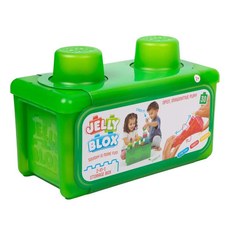 Jelly Blox 2-in-1 Storage Kit - Includes 30 Blocks - Toddler & Preschool Building Blocks