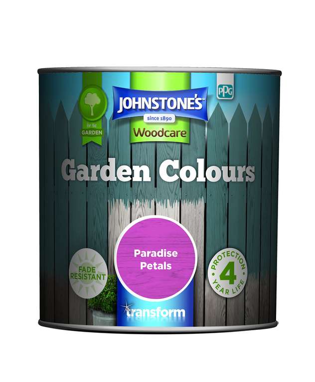 Johnstone’s - Garden Colours - Paradise Petals - Exterior Wood Paint- Dry in 2 hours - 12m2 Coverage per Litre - 1L