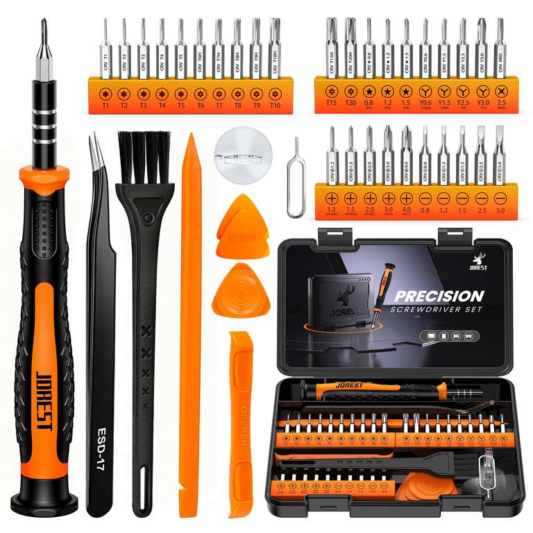 JOREST 40Pcs Precision Screwdriver Set, Mini Tool Kit with Security Torx T5 T6 T8 T9, Triwing Y00, Star P5 Sold by Qinghaoji-eu / FBA