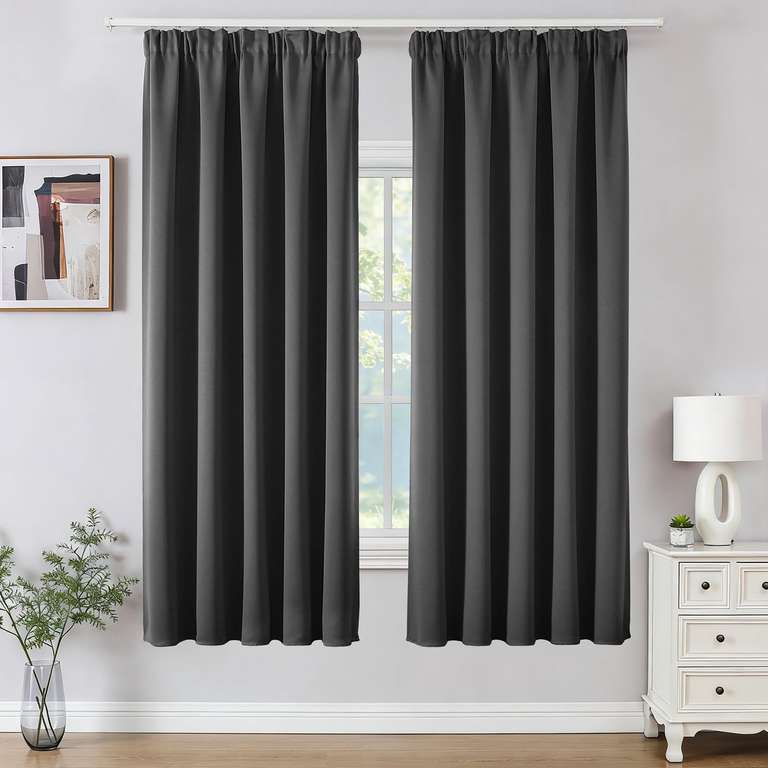 Joydeco Pencil Pleat Blackout Curtains W46 x L72 Inch 2 PanelsPair - 183cm Length with Rod Pocket - 5 Colours- - Sold by gemmiepie /FBA