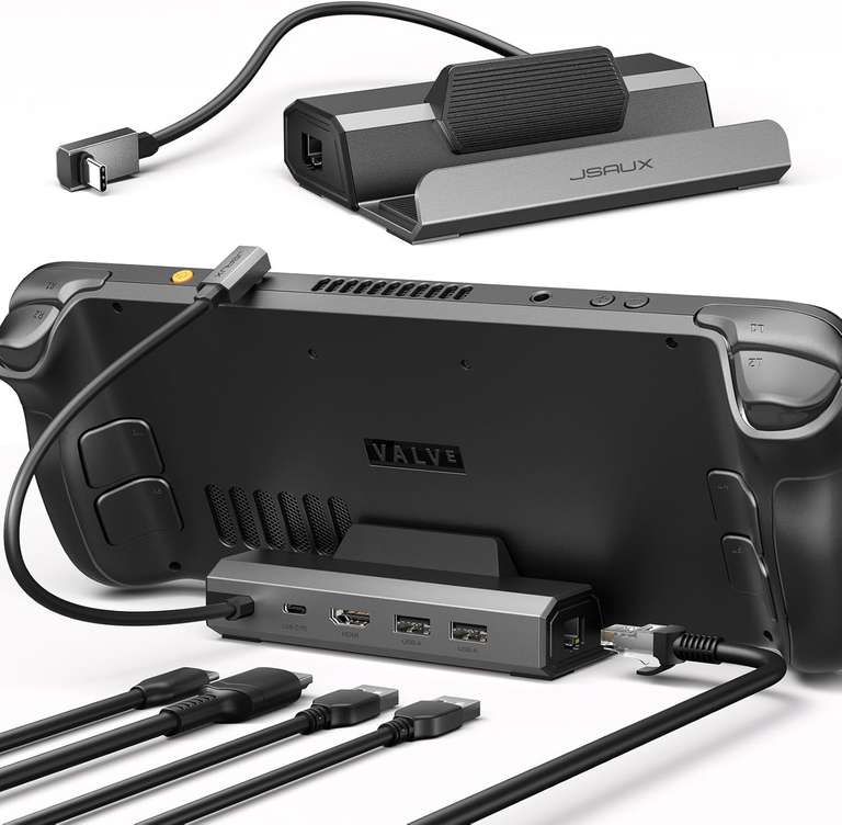 JSAUX Steam Deck Dock 4K@120Hz, 5-in-1 Docking Station for Steam Deck/OLED/ASUS ROG Ally X - JS Digital UK FBA