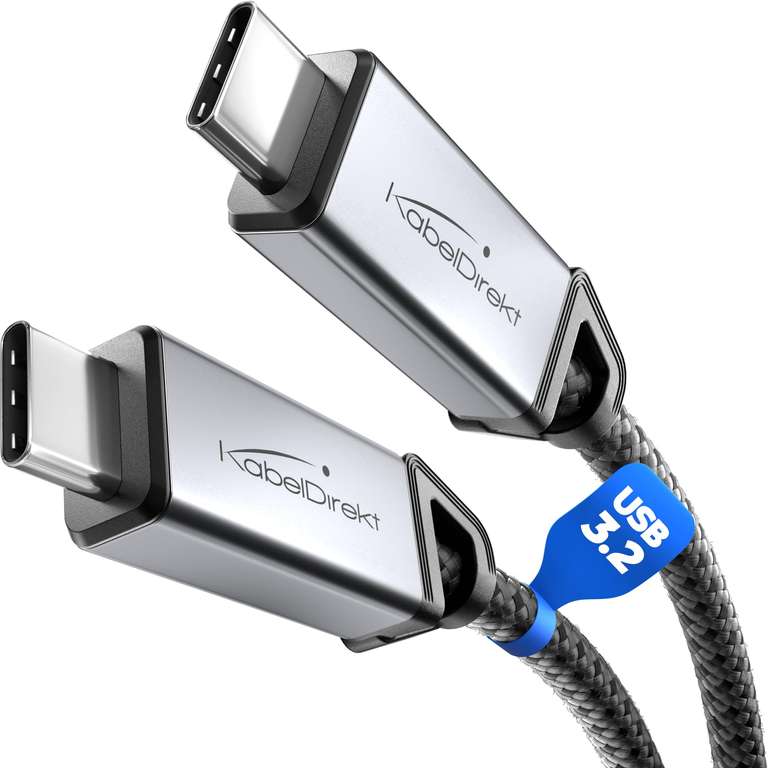 KabelDirekt 240W, 1m USB-C Cable All-purpose, USB 3.2 Gen 2, Metal Connectors, (for Data & Video with 20Gbps/Charging) | Black