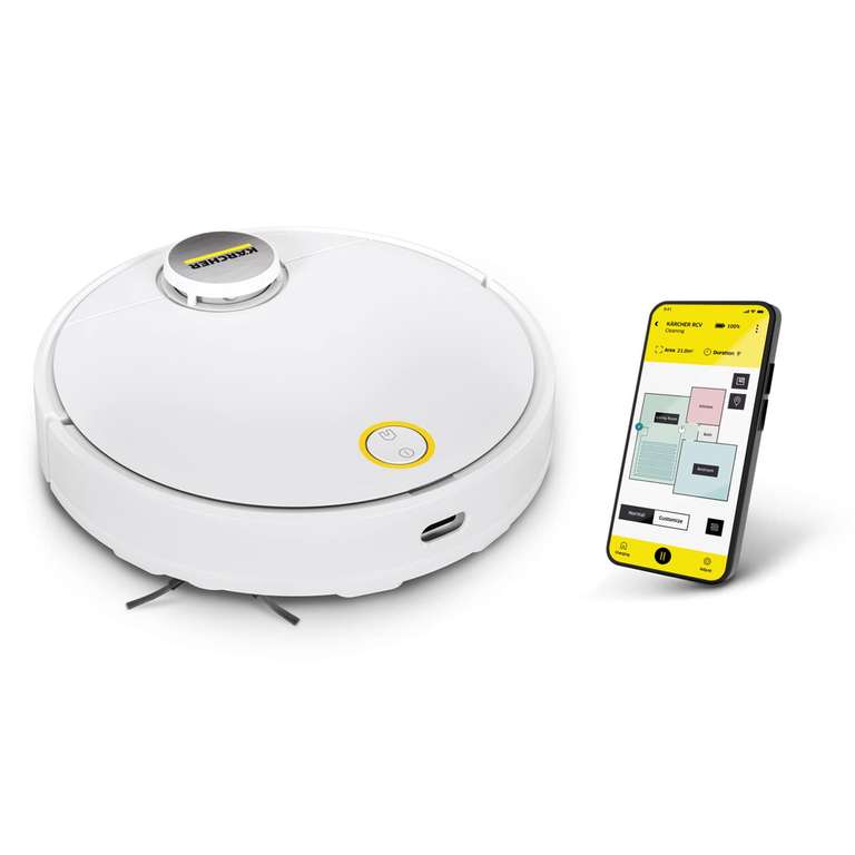 KÄRCHER RCV 3 Robot Vacuum Cleaner with Mop Function, Remote Control via App, Floor Mapping, Obstacle Detection