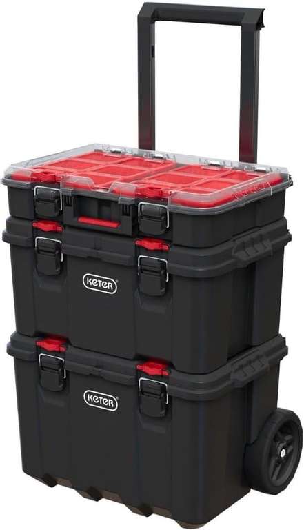 Keter Stack n' Roll Modular DIY Tool Storage System Cart with Wheels