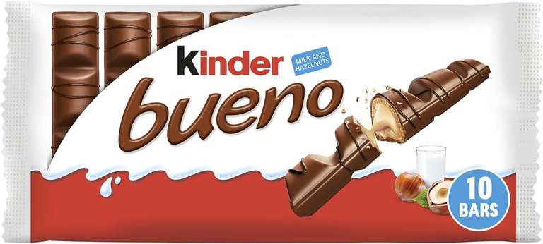 Kinder Bueno Classic Chocolate Bars, Pack of 10
