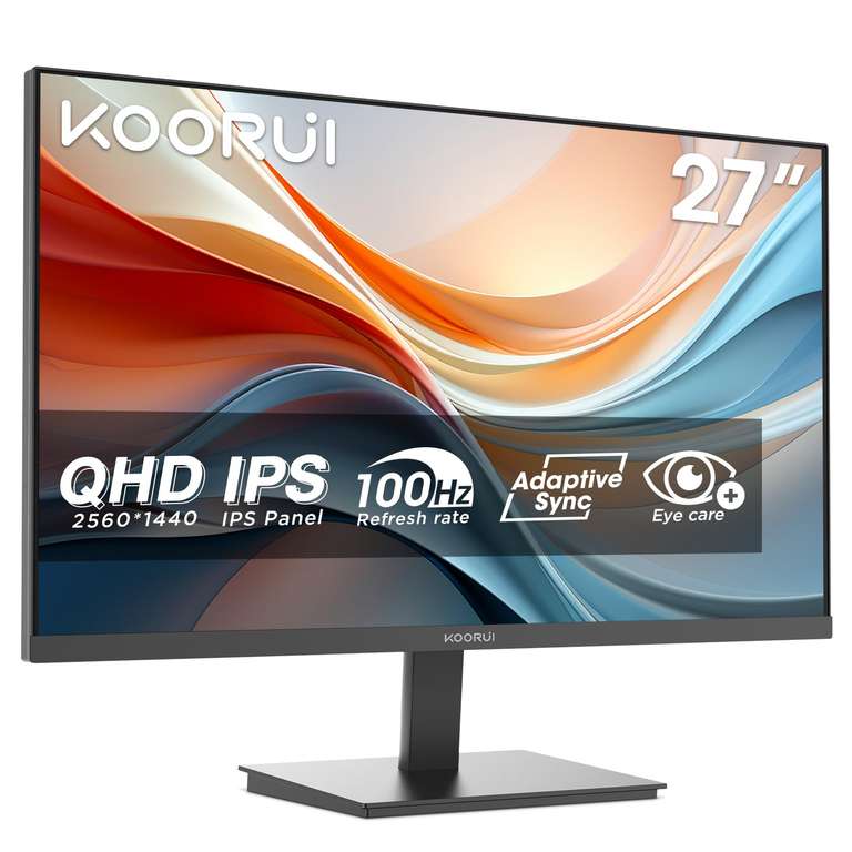 KOORUI E2721F 27 Inch QHD Monitor, Gaming 100Hz, IPS, 1440P, Adaptive Sync - Sold by Fleuriring Store / FBA