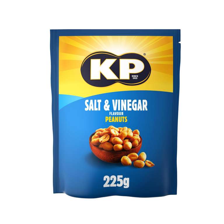 KP Nuts SALT & VINEGAR Peanuts 225g Pack x 3 (£4.83 S&S)