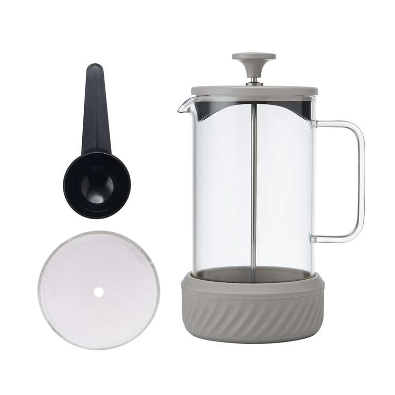 La Cafetière 1L 'Zero' 8 Cup Cafetiere, Latte Coloured Stainless Steel, Zero-Mess, Removable Base for Grounds Disposal, Gift Boxed