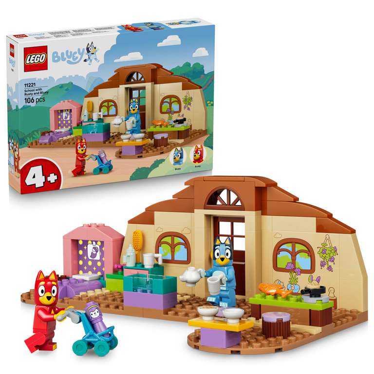 LEGO Bluey School with Rusty and Bluey - Educational Toy With Kitchen, Cafe, 2 Minifgures & Play Food Accessories - Montessori Set - 11221