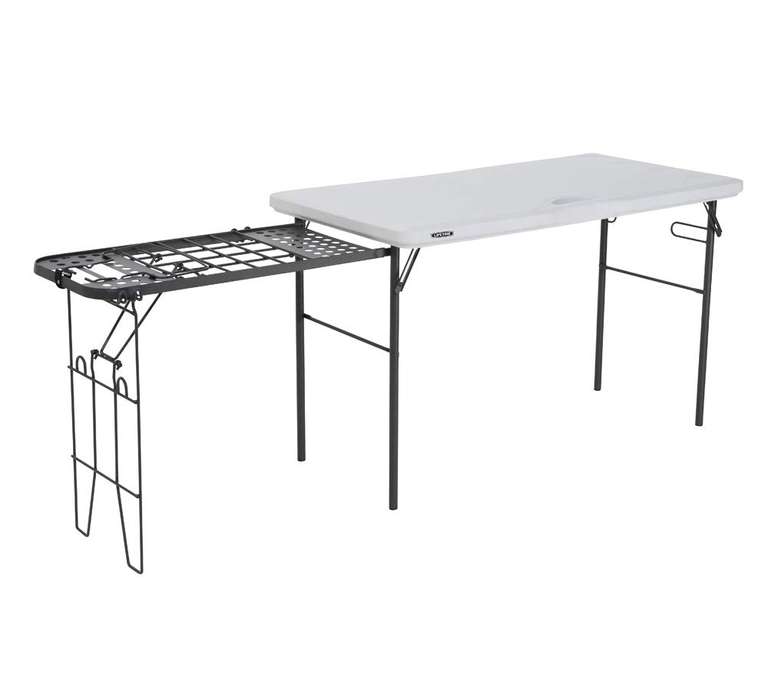 LIFETIME 4-Foot x 2 Foot (1.21 m) Tailgate Table With 2 Foot 4 Inches. x 2 Foot Extendable heavy-duty grill rack