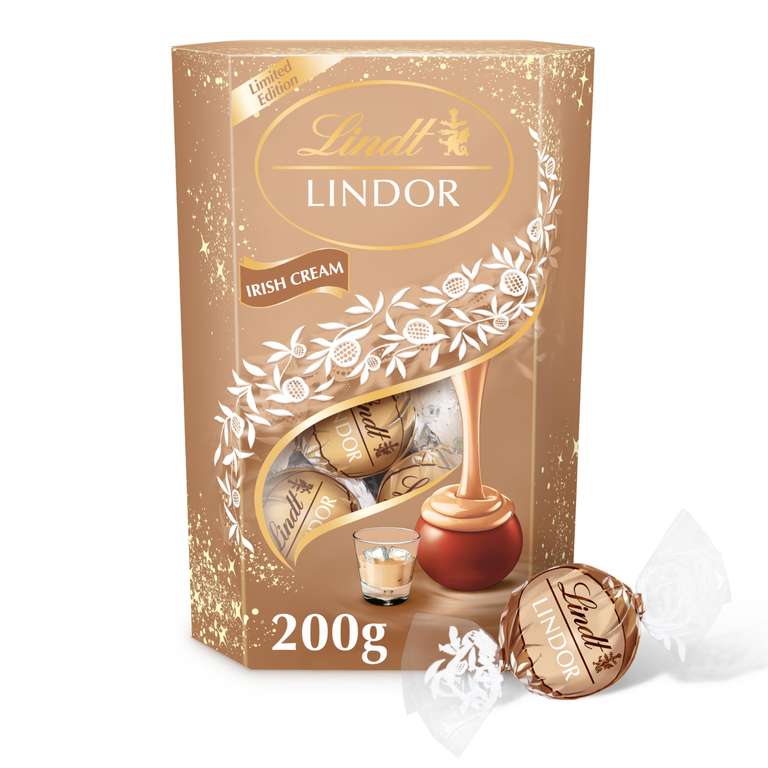 Lindt Lindor Irish Cream Chocolate Truffles – 200g Box (Approx. 16 Balls) – Smooth Filling – Gift, Birthday, Congratulations Treat