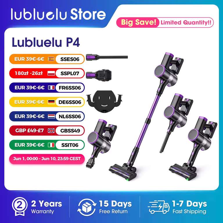 Lubluelu P4 Cordless Vacuum Cleaner 30Kpa Suction, 40Mins Runtime with code - Lubluelu Shop Store