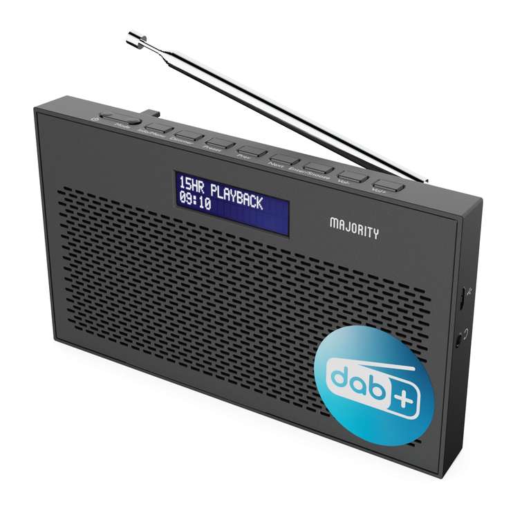 Majority Histon DAB+ Radio Portable, 15 Hour Battery Life and Mains Powered Small Digital FM Radio - Sold by izilla/ FBA