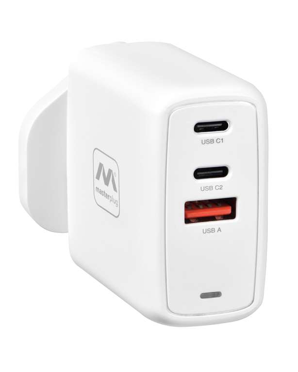 Masterplug 67W 3-Port USB Charging Plug - PPS, PD 3.0, QC 4.0, SFC3 (Prime Exclusive)