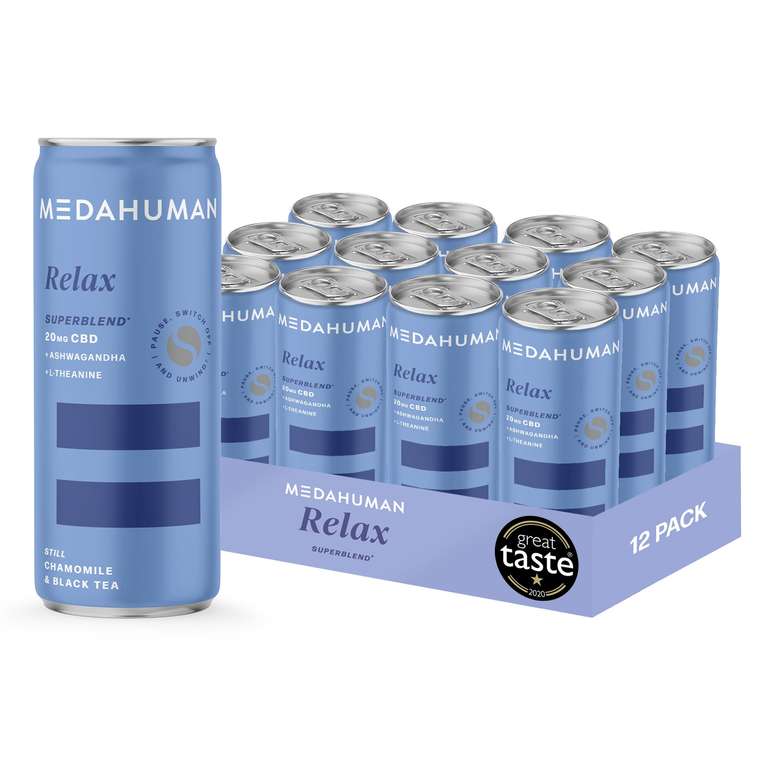 MEDAHUMAN CBD Still Drink, Relax, Chamomile & Black Tea (20mg) - 12 x 250ml
