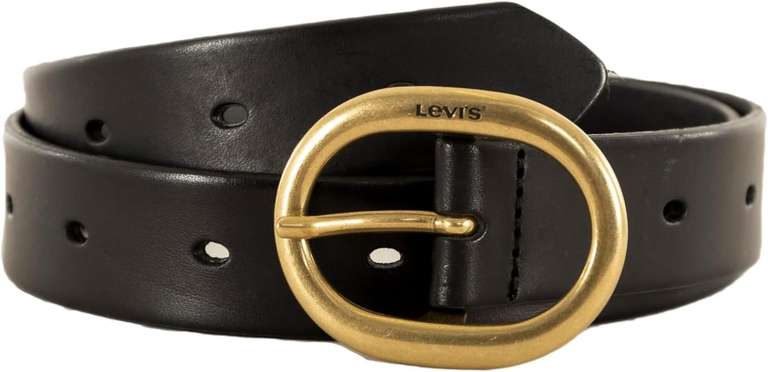 Men's Levi's Billy Plaque Black Leather Belt, Size 105