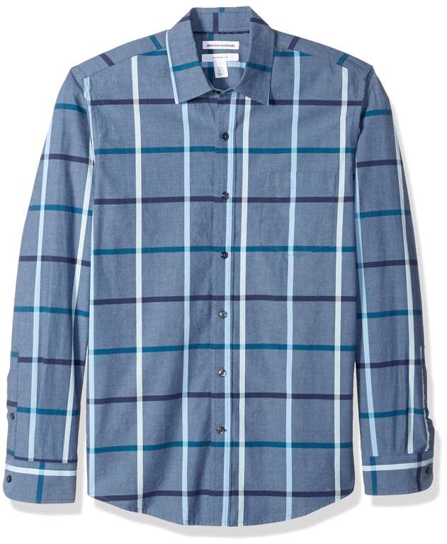 Men's Slim-Fit Long-Sleeve Casual Poplin Shirt - 100% cotton - L