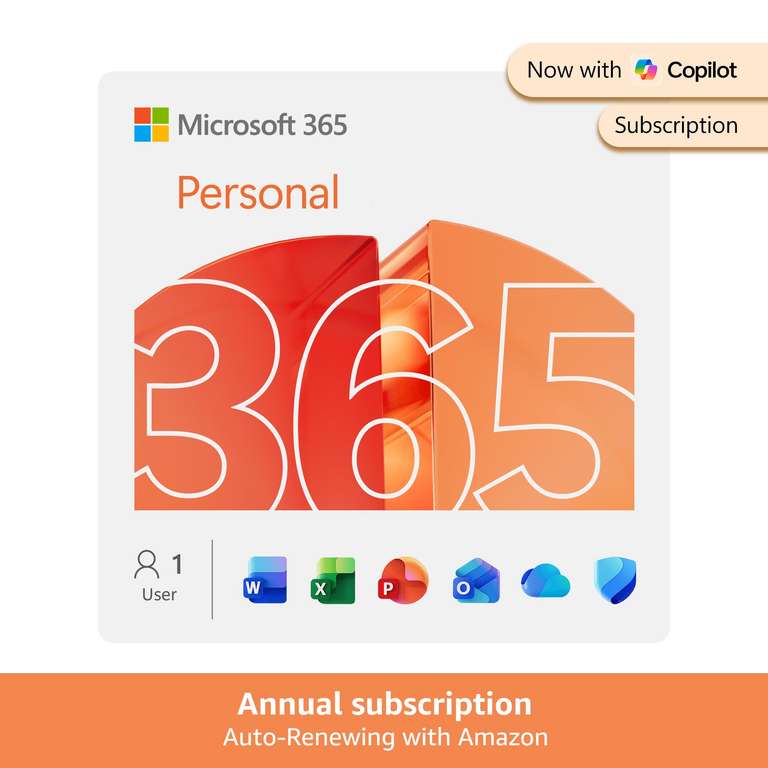 Microsoft 365 Personal | 12 Months | 1 Person | Up to 1TB Storage | AI Office Apps
