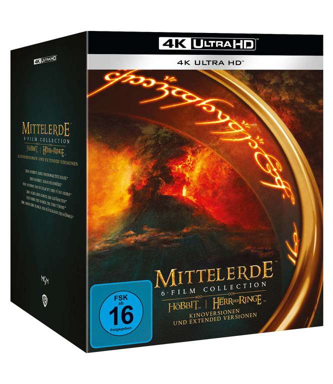 Middle Earth: The Hobbit / Lord of the Rings 6-film Collection (15 Discs) 4k UHD - Theatrical & Extended Versions (German Cover) Amazon EU