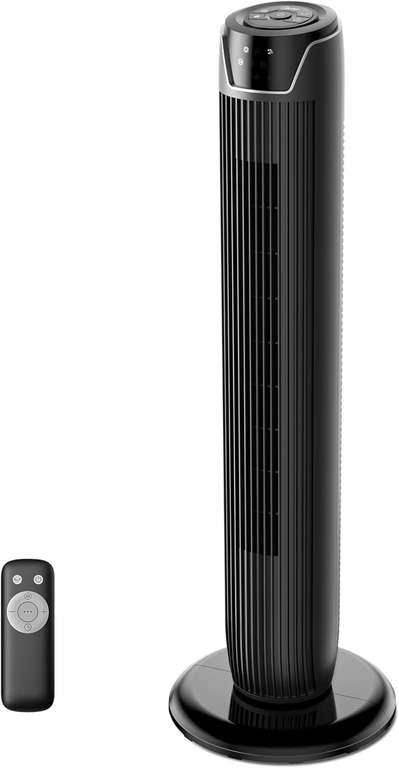 Midea 36 Inch 45W Portable Stand Fan (Quiet tower) with Remote Control, 90° Oscillation, 3 Speed Settings and 3 Modes (Early Prime Day Deal)