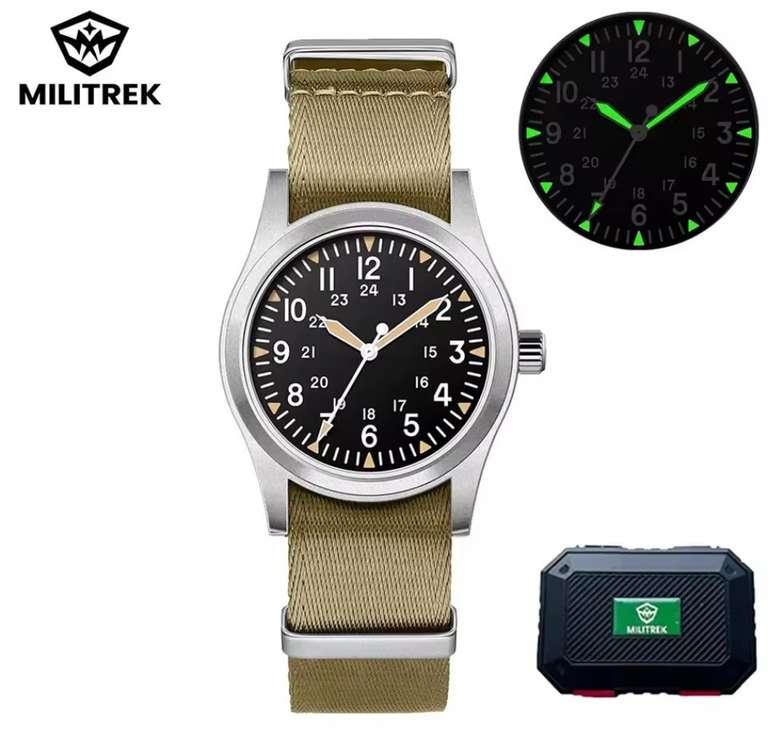 Militrek MT9001 Seiko VH31 Quartz Movement Sapphire Crystal 37mm Watch - With Code - Sold by Hruodland Watches Store