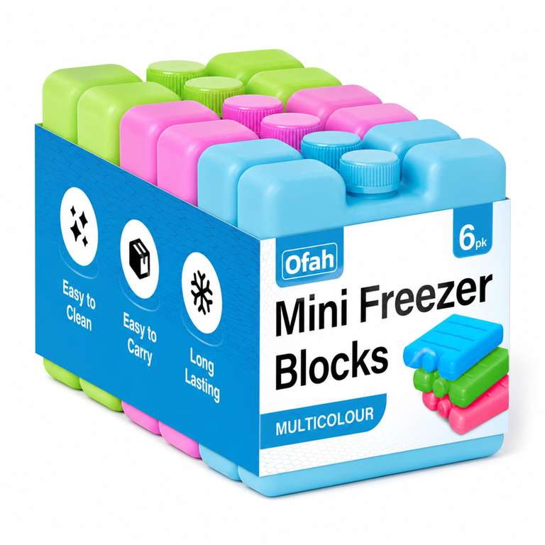 Mini Freezer Blocks Reusable Ice Packs For Lunch Boxes Cooler Bags x6