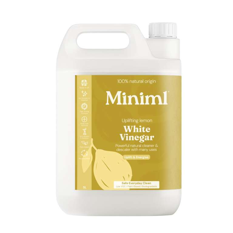 Miniml Eco White Vinegar Cleaning Sorrento Lemon Scented - All Natural Multi-Surface & Multi-Purpose Cleaner,- 100% Vegan & Cruelty Free (5L